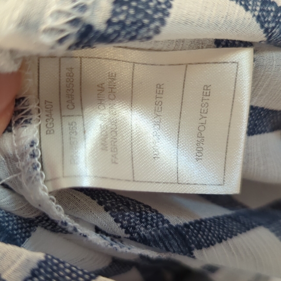 EUC BB Dakota Sheer Blue & White Plaid Button Down Top - Size: M - Picture 11 of 11